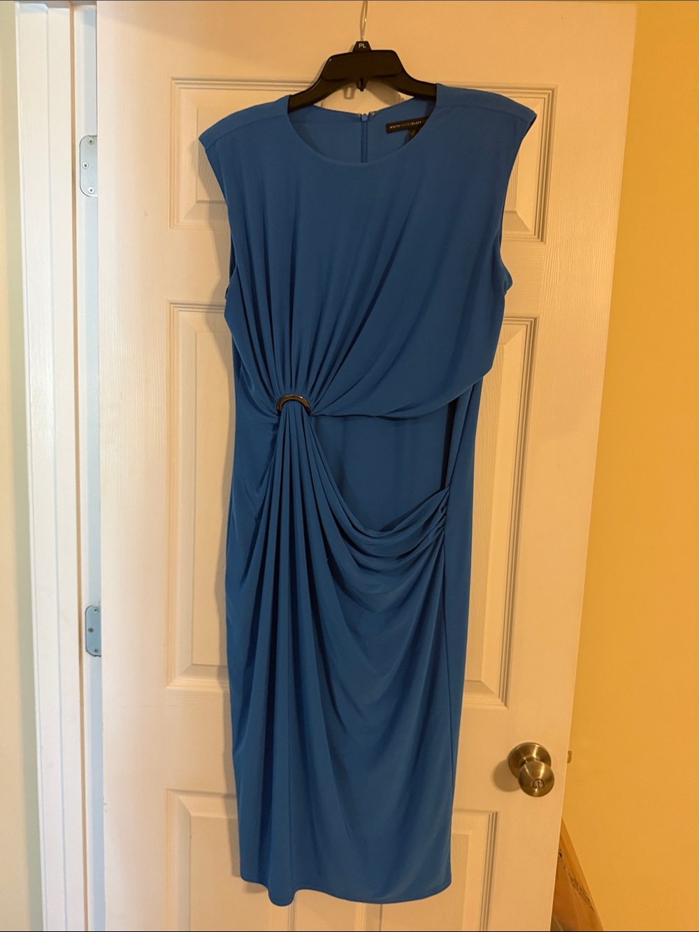 WHBM Sleeveless Blue Twist-Front Midi Dress